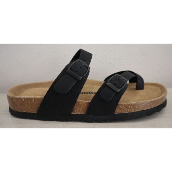 Cushionaire 779601 Women's Sz 8M Black Luna Cork Footbed Sandals SIB - Picture 4 of 13